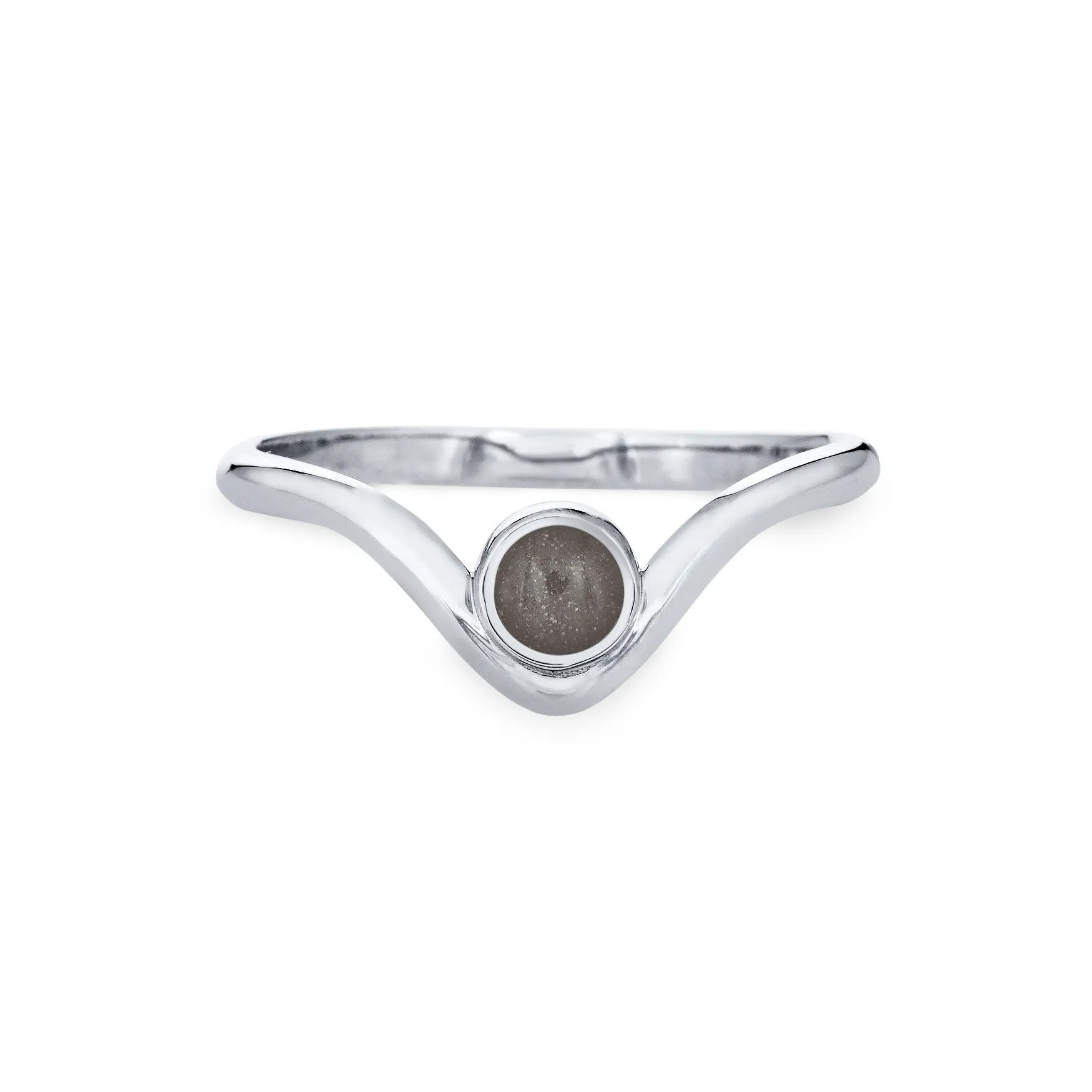 Chevron Circle Setting Cremation Ring in 14K White Gold