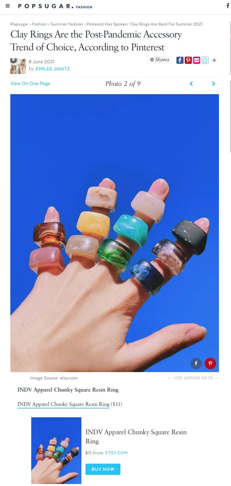 Chunky Square Resin Ring