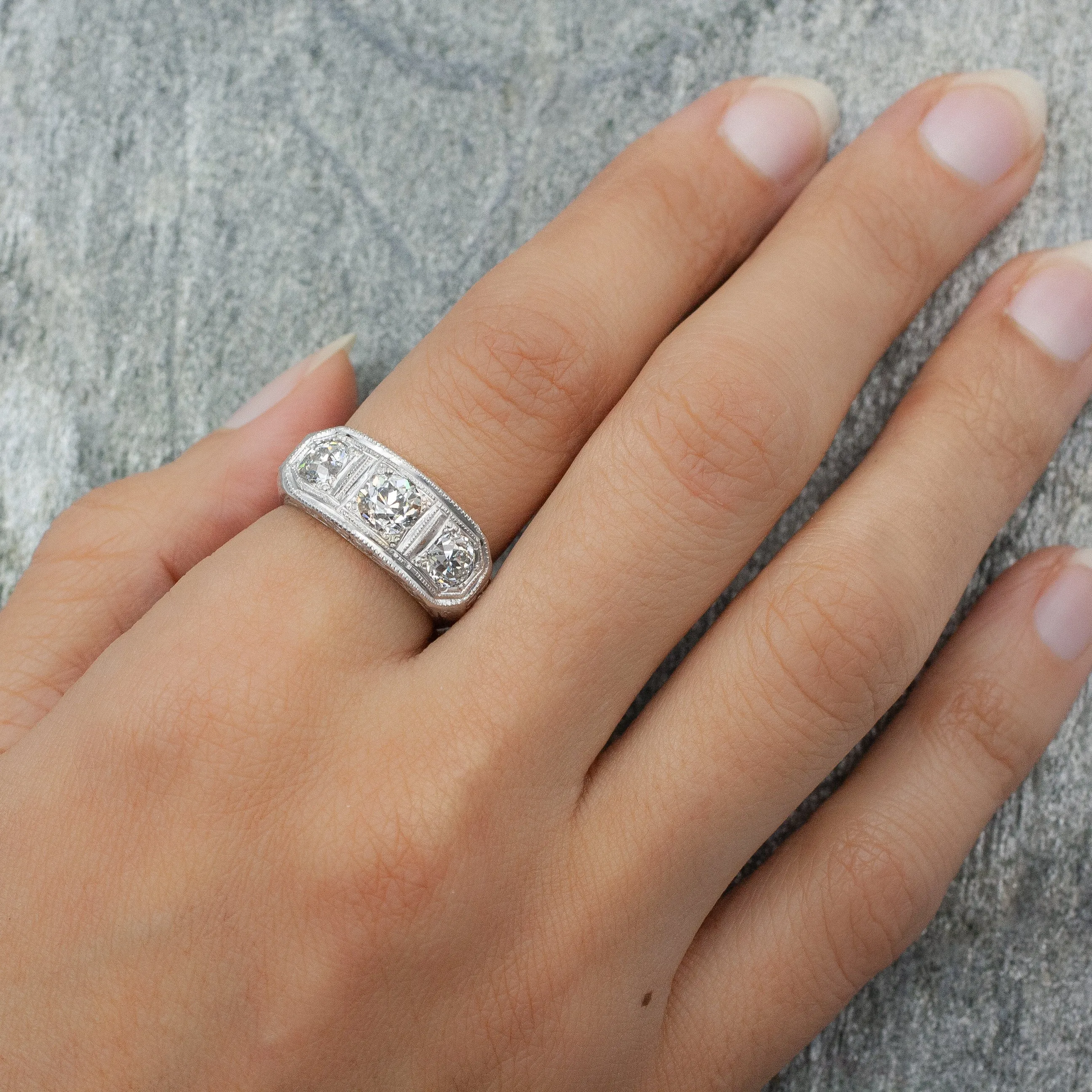 Circa 1920's 3 Stone Diamond Ring
