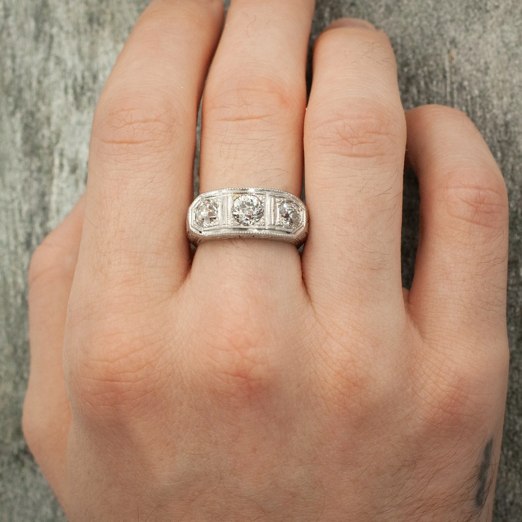 Circa 1920's 3 Stone Diamond Ring