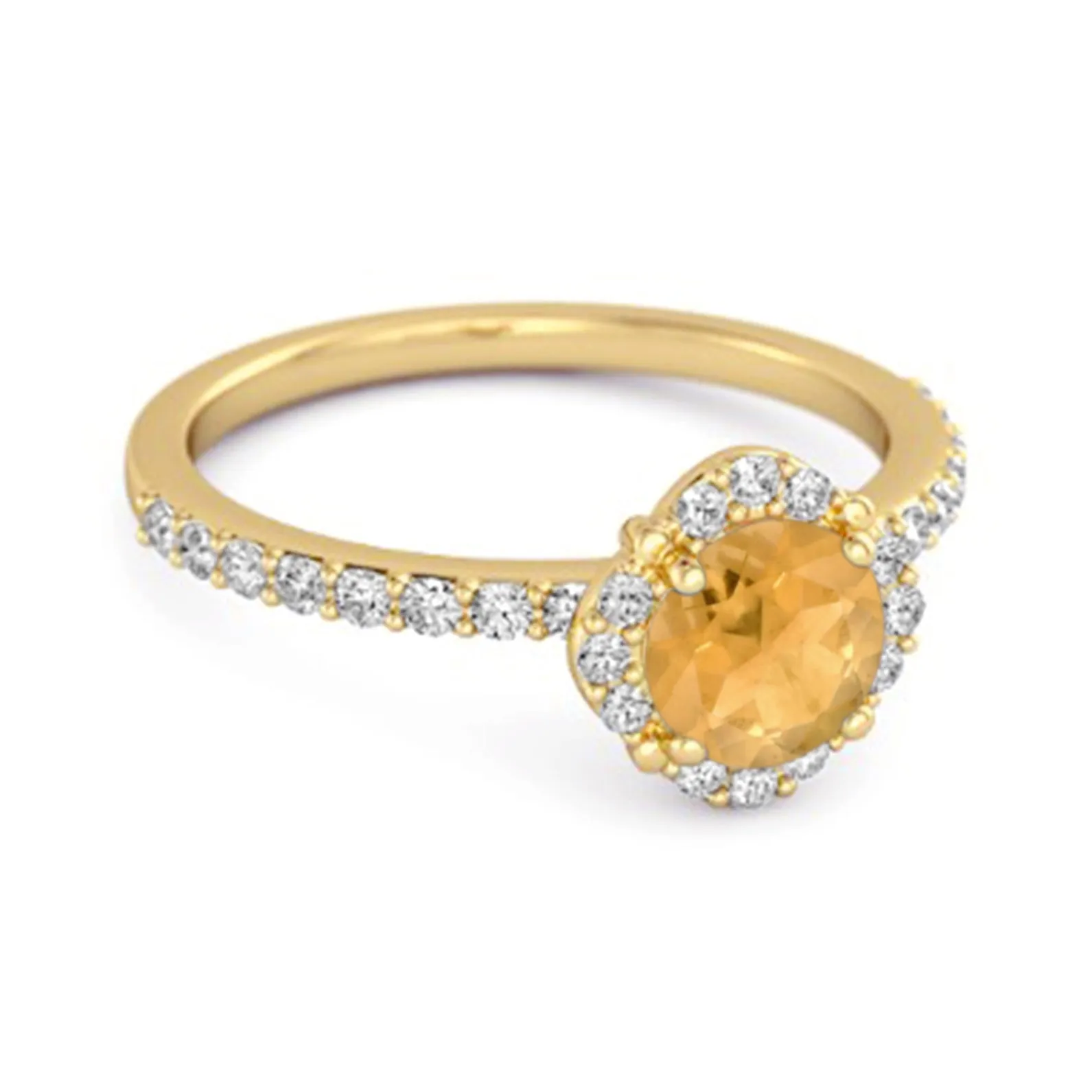 Citrine Solitaire Accents 925 Sterling Silver Friendship Ring