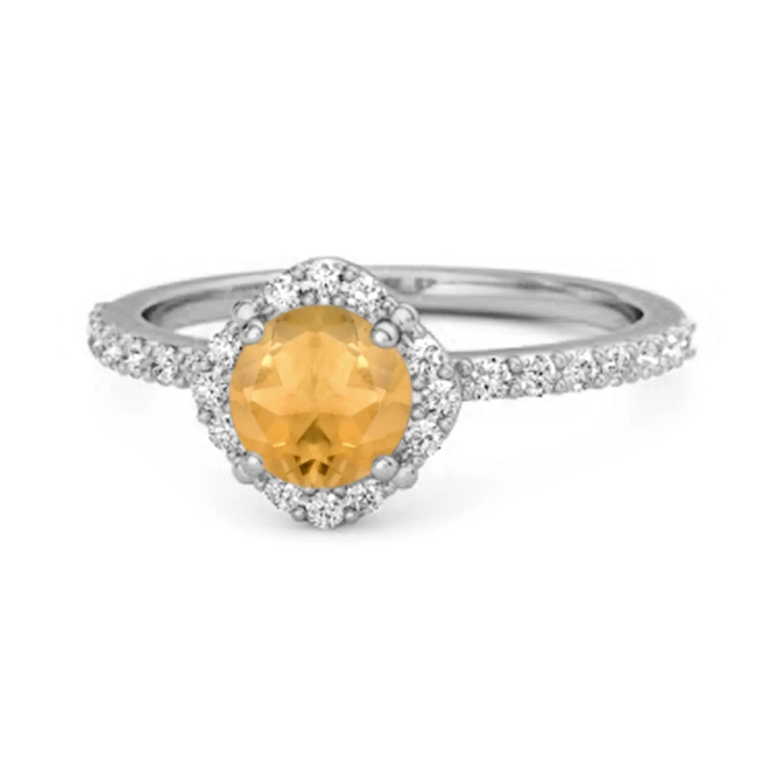 Citrine Solitaire Accents 925 Sterling Silver Friendship Ring