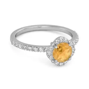 Citrine Solitaire Accents 925 Sterling Silver Friendship Ring