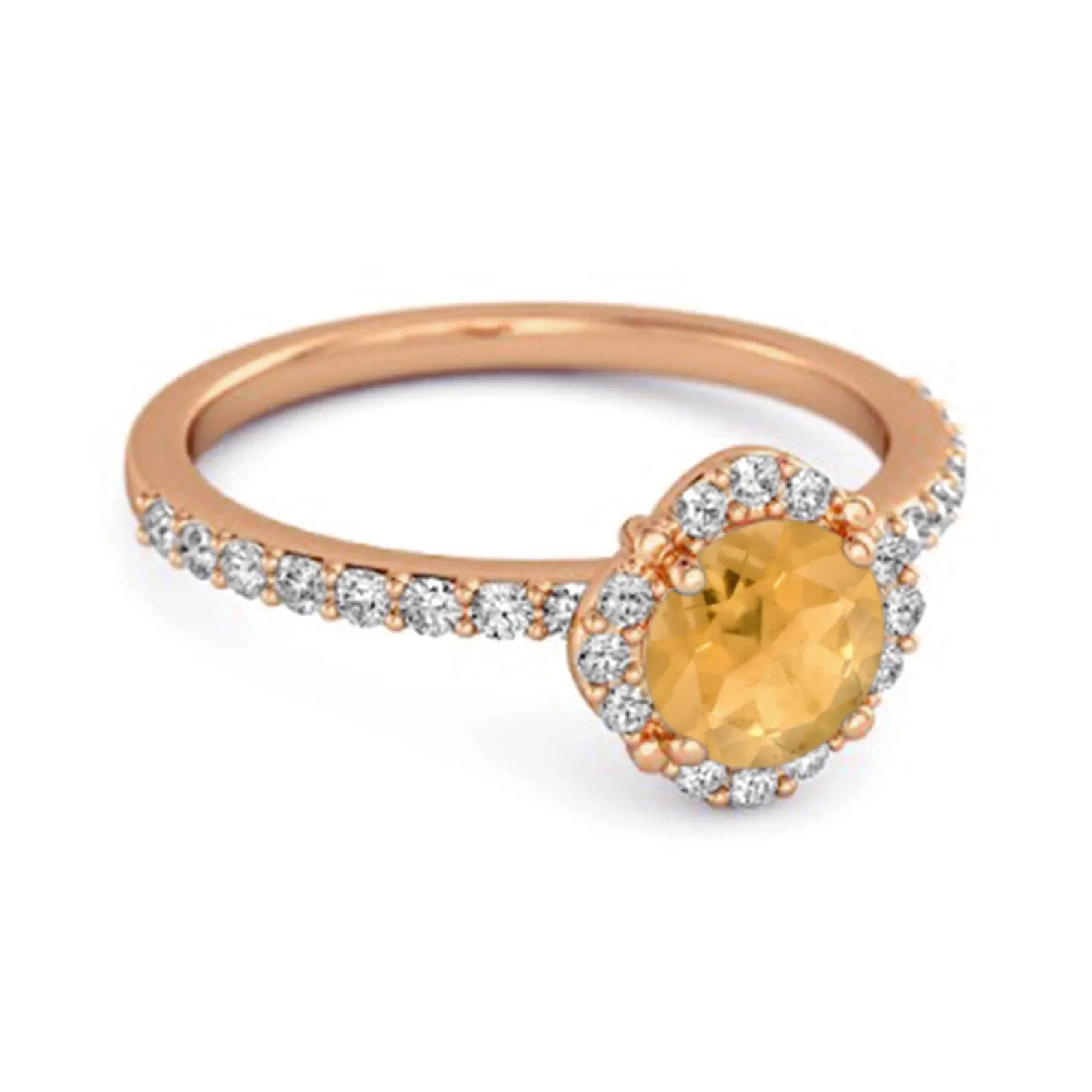 Citrine Solitaire Accents 925 Sterling Silver Friendship Ring