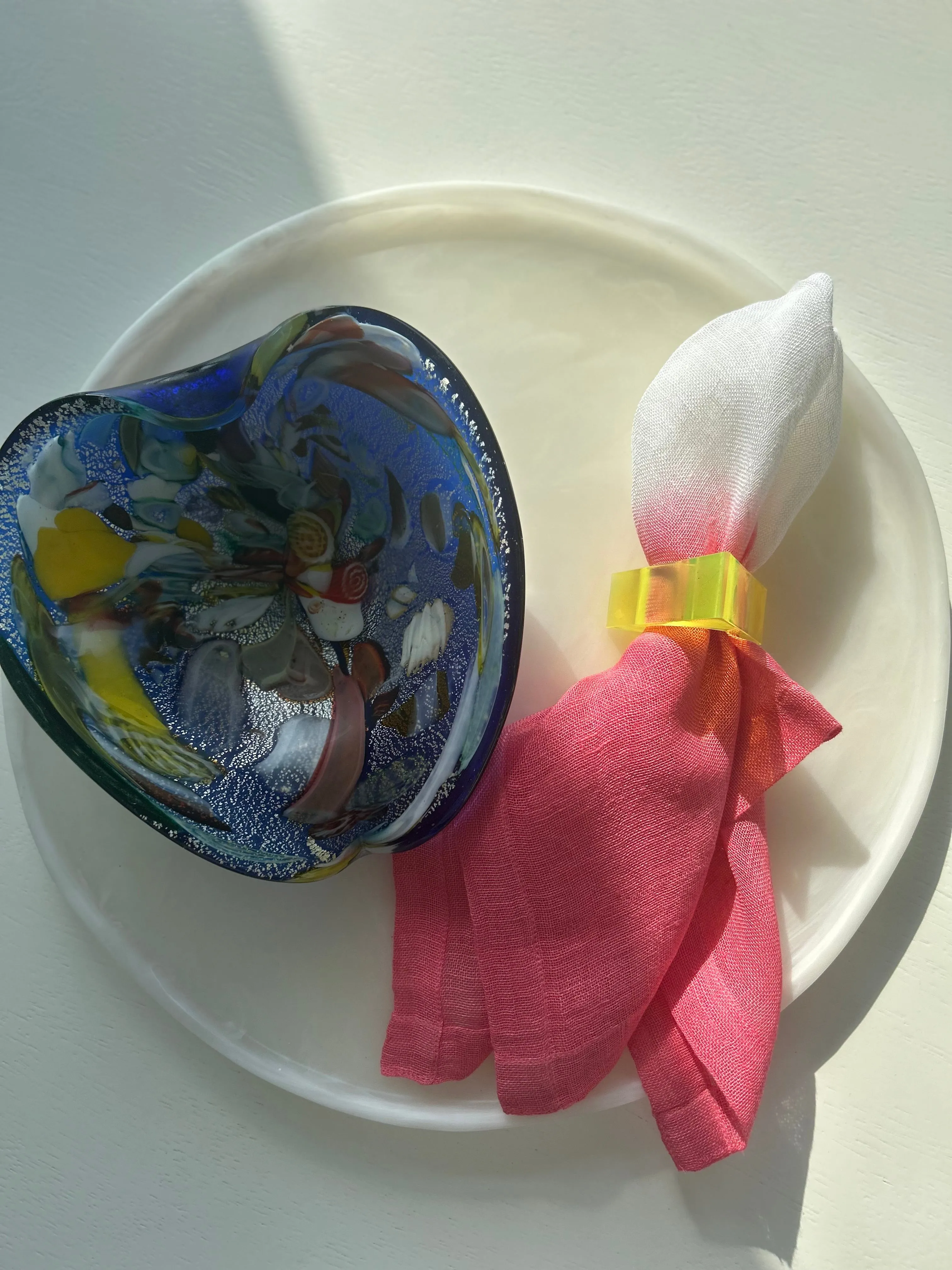 Citron Yellow Lucite Napkin Ring- Set of 4