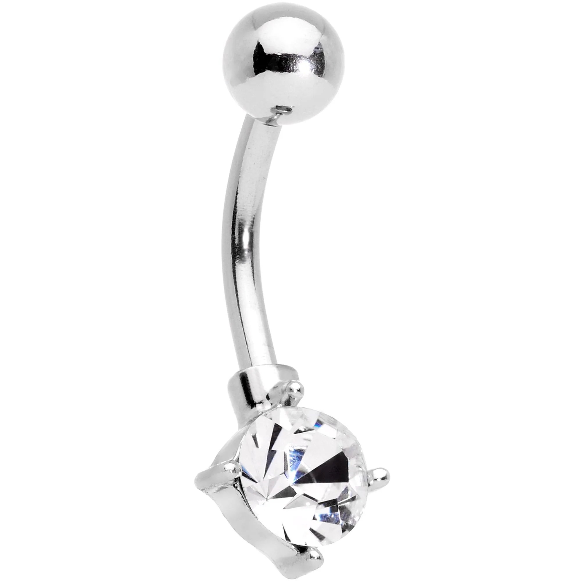 Clear Gem Gold Tone Winter Snowflake Belly Ring Set of 4