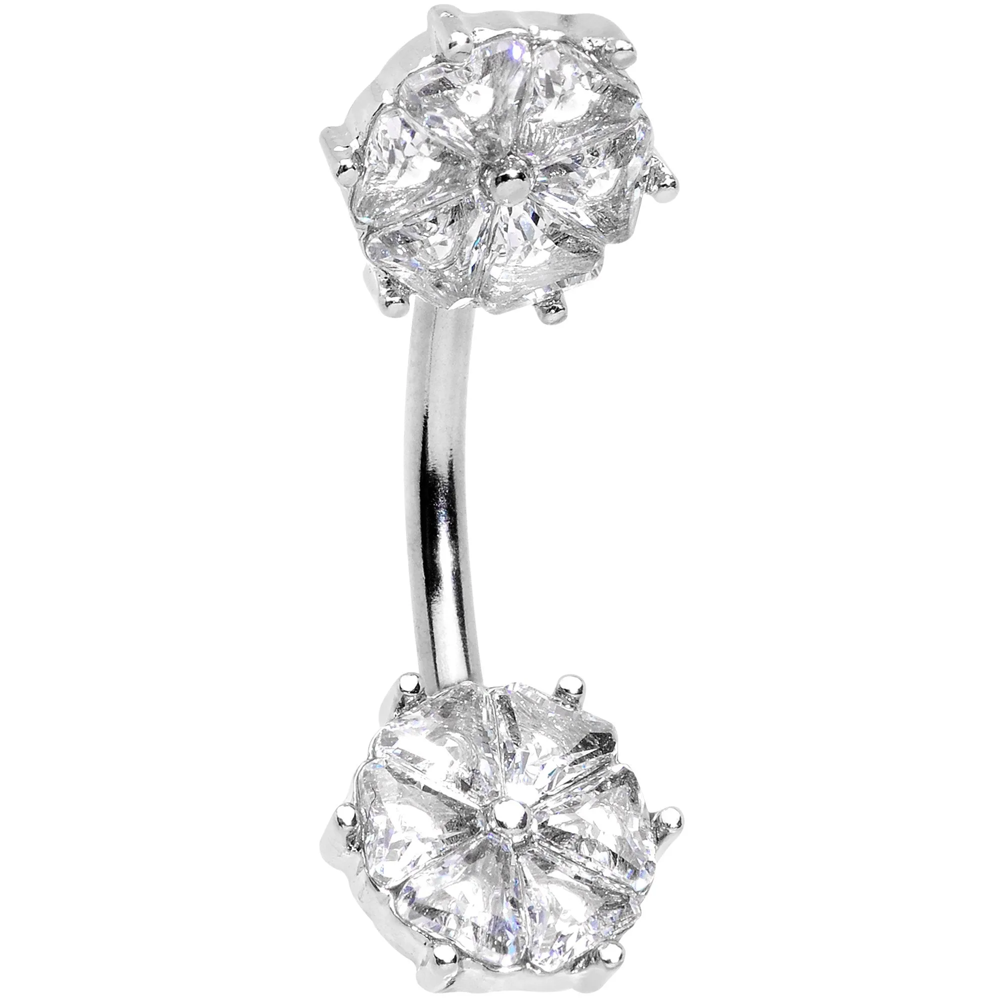 Clear Gem Winter Fun Snowflake Double Mount Belly Ring