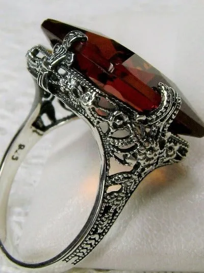 Cognac Citrine Ring, 12ct Square Gem, Victorian Jewelry #D77