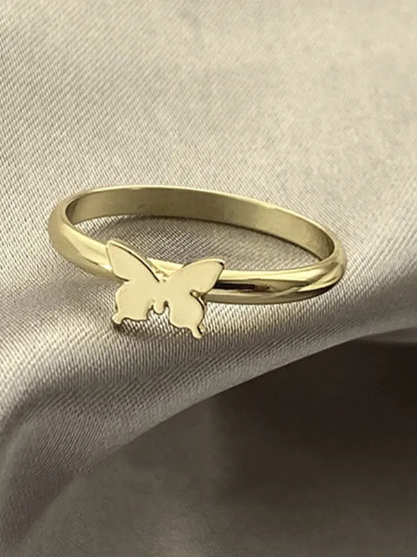 Combo of 2 Golden Butterfly Matching Couple Ring