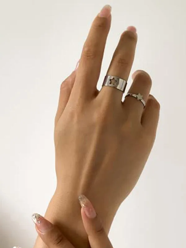 Combo of 2 Silver Butterfly Matching Couple Ring
