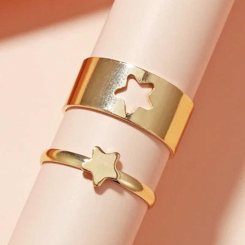 Combo Of 2 Star Matching Wrap Finger Couple Ring