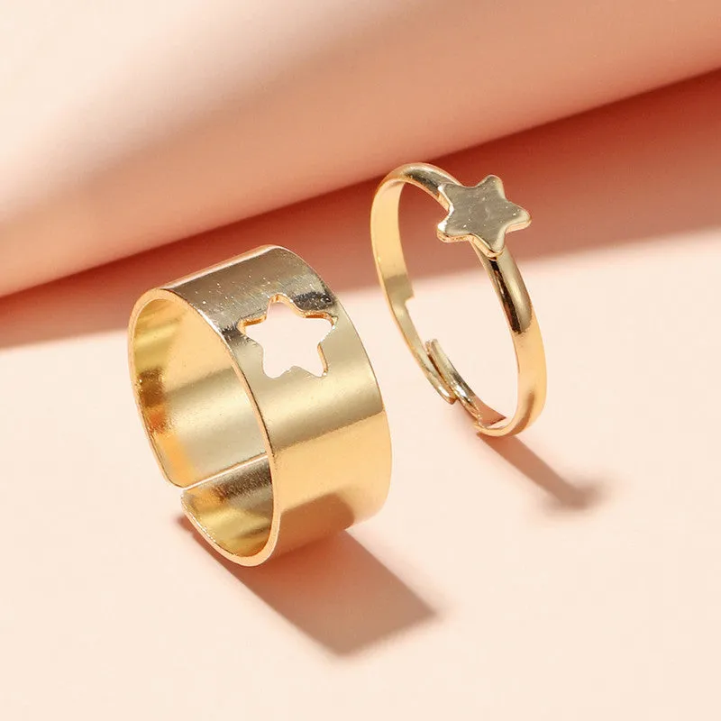 Combo Of 2 Star Matching Wrap Finger Couple Ring