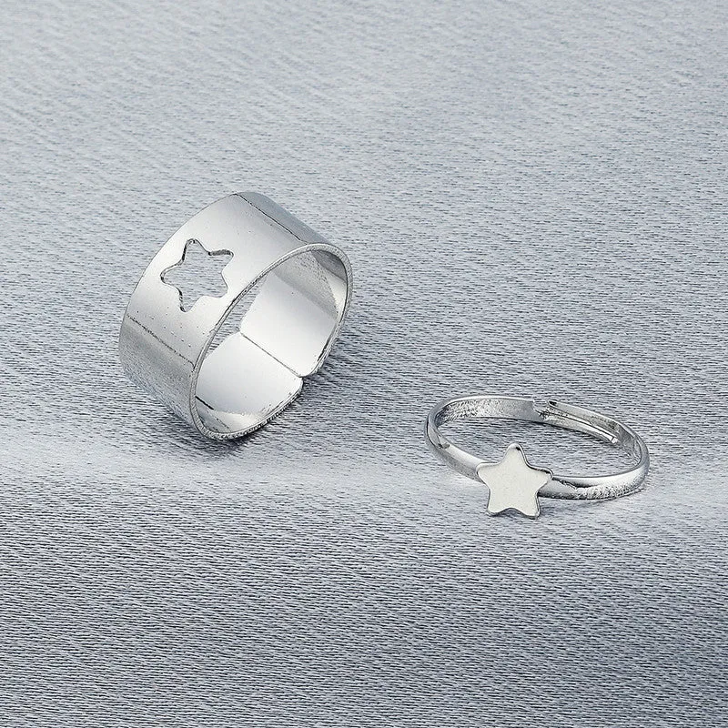 Combo Of 2 Star Matching Wrap Finger Couple Ring