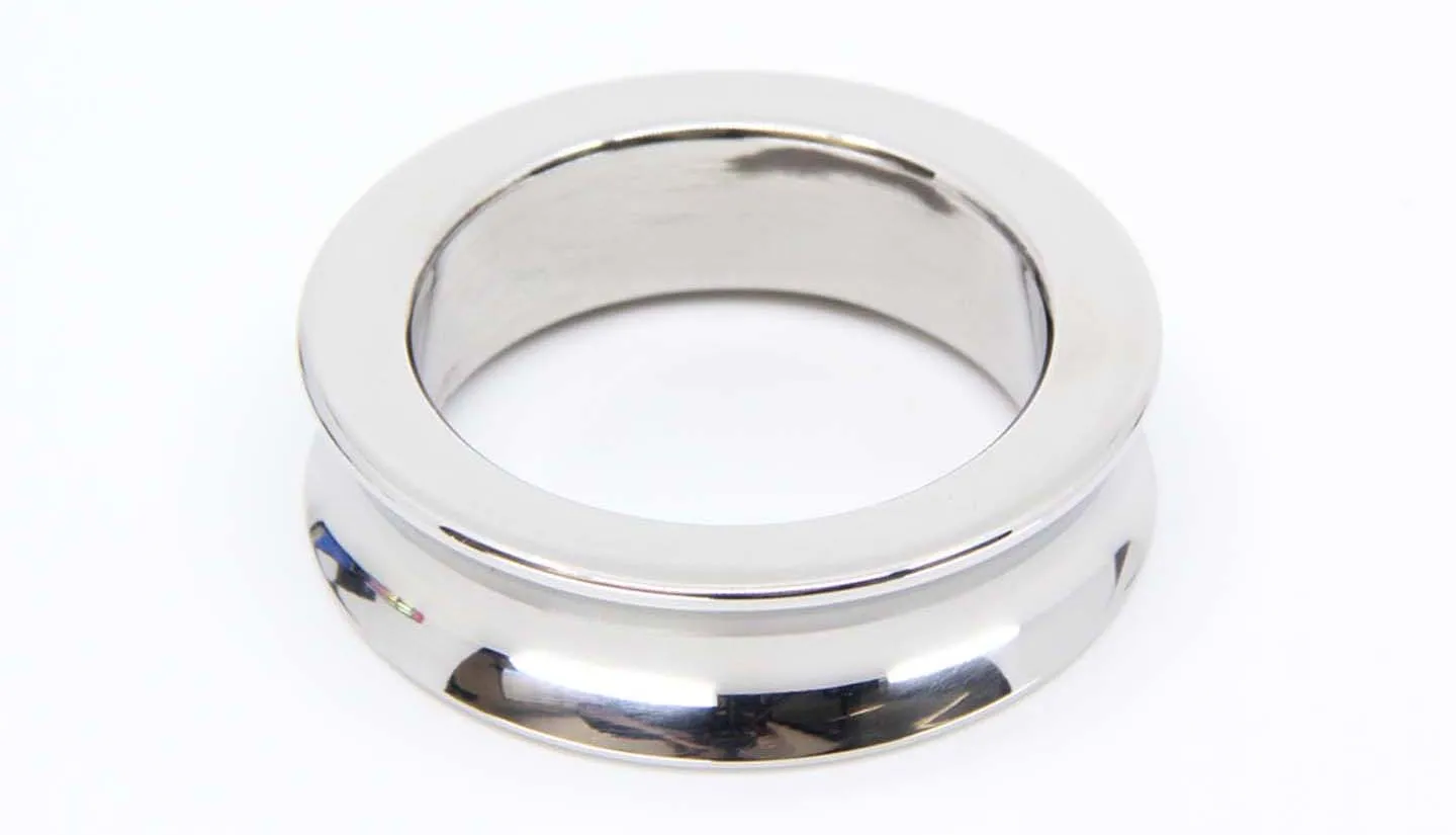 Concave Silver Stainless Steel Cock Ring 45mm
