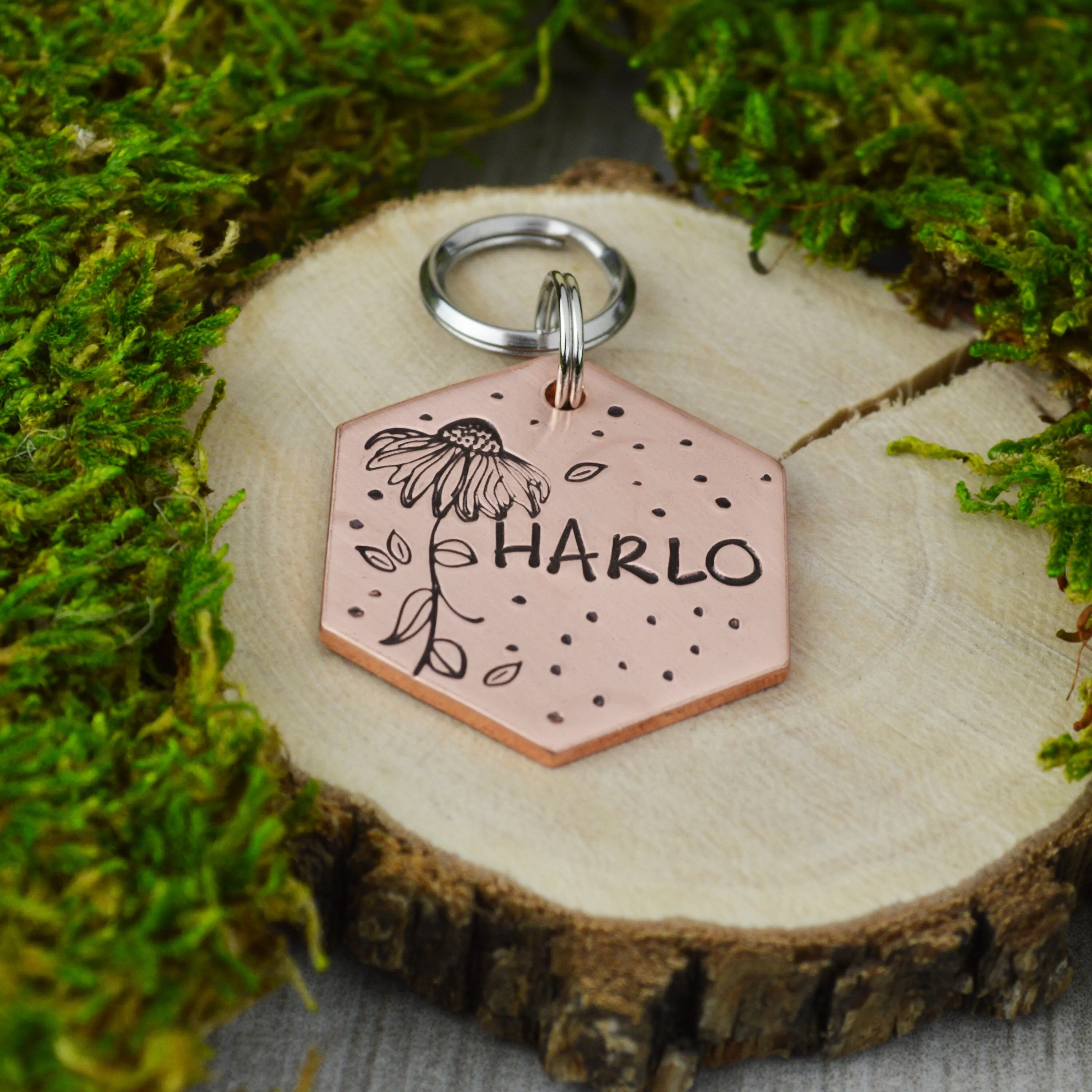 Cone Flower Pet ID Tag