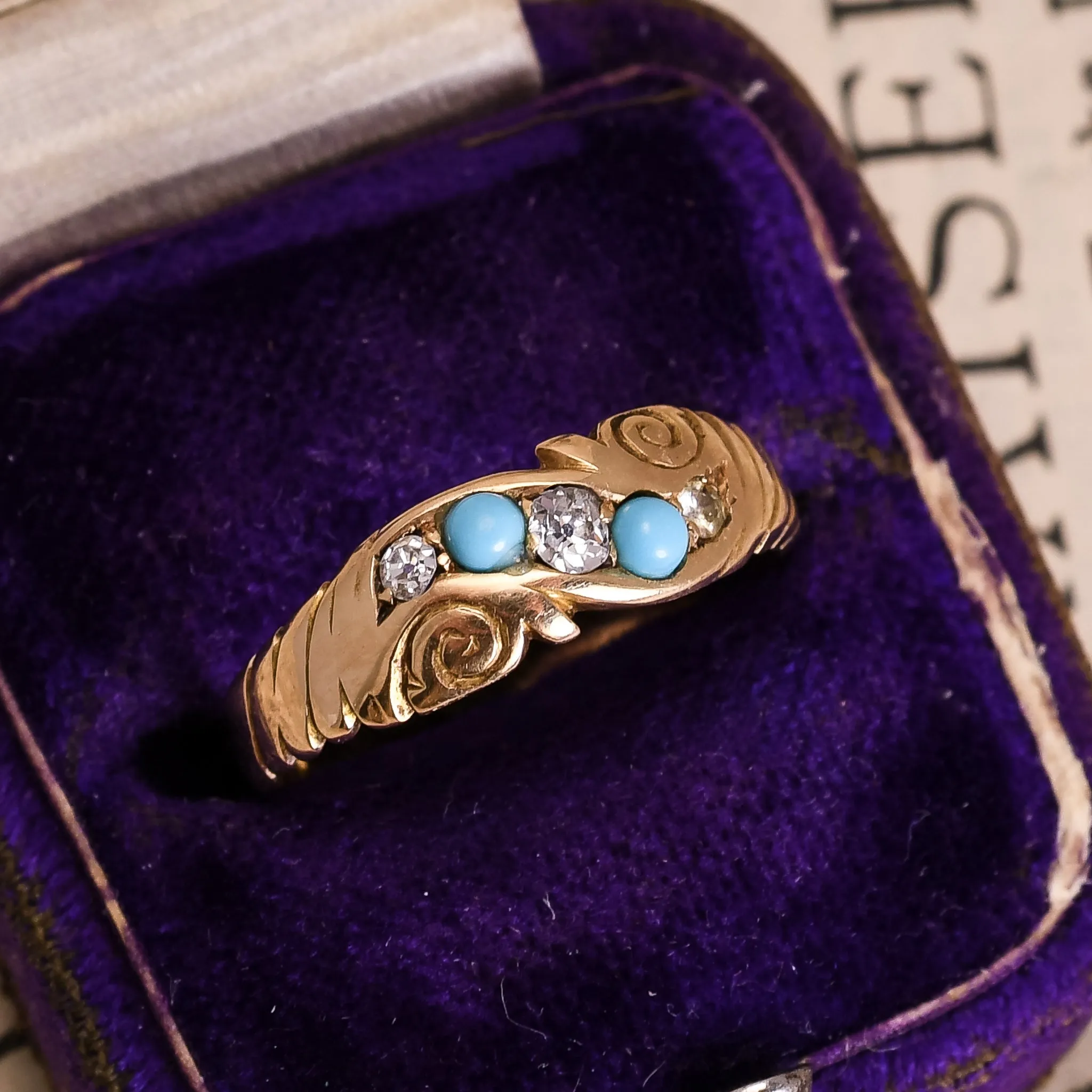 (Copy) Late Victorian Turquoise & Diamond Ring