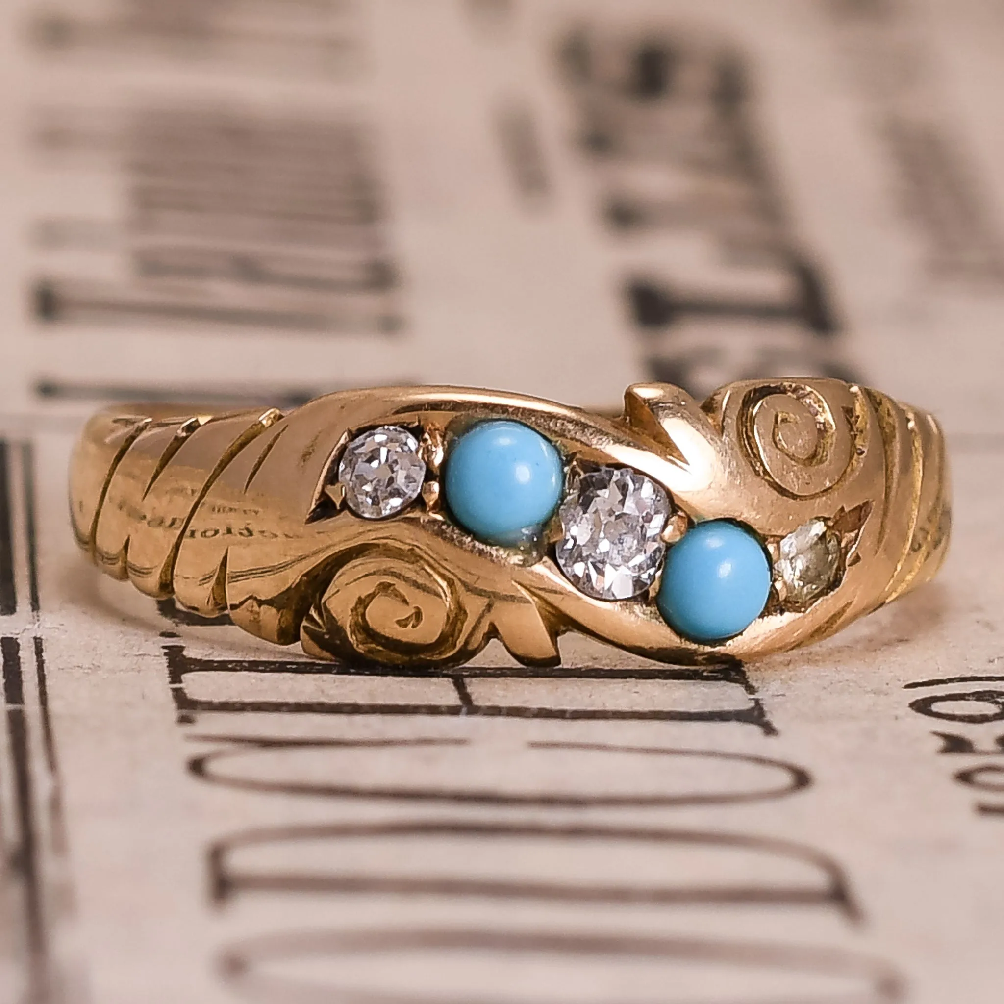 (Copy) Late Victorian Turquoise & Diamond Ring