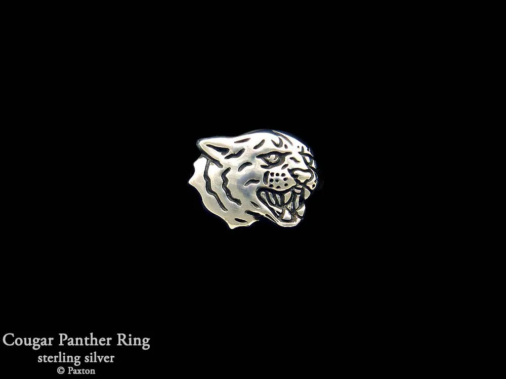Cougar Panther Head Ring Sterling Silver