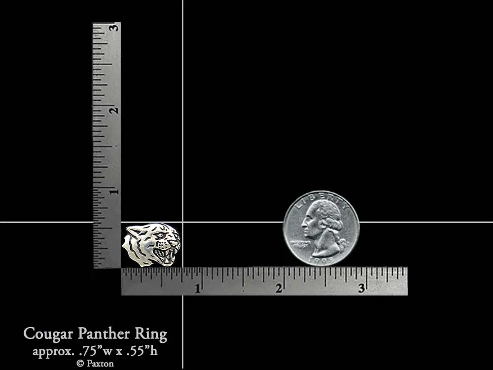 Cougar Panther Head Ring Sterling Silver