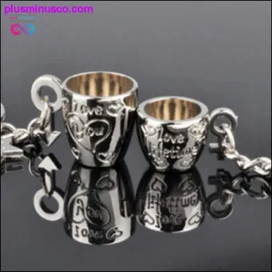 Couple Forever Love Coffee Cup Heart Engraved Key rings