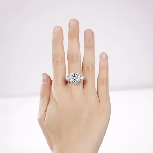Created Diamond Vintage Victorian Art Deco Three-Stone Engagement Ring 3.5 Ct