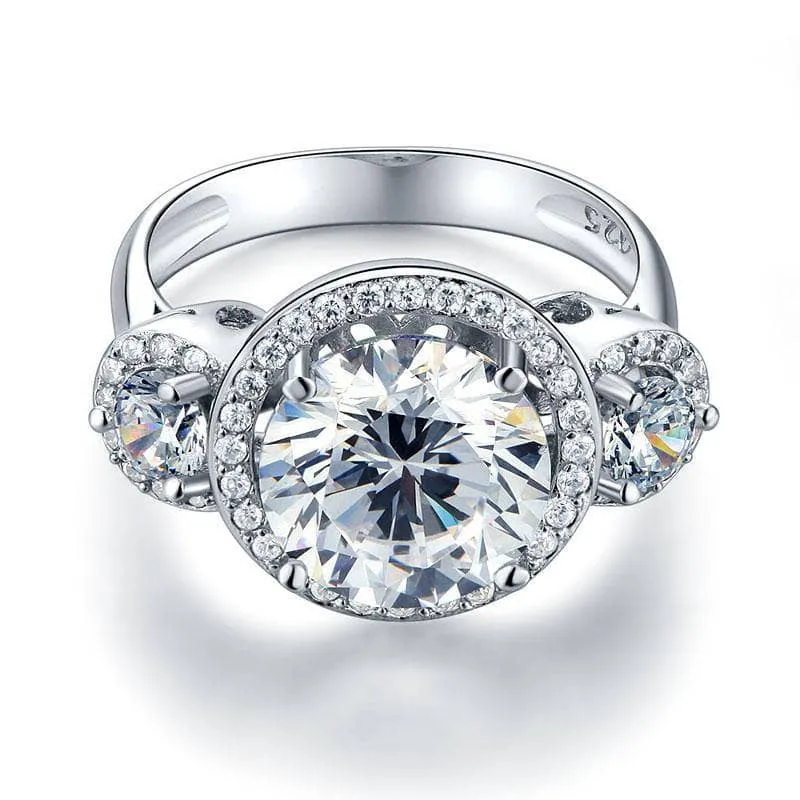 Created Diamond Vintage Victorian Art Deco Three-Stone Engagement Ring 3.5 Ct