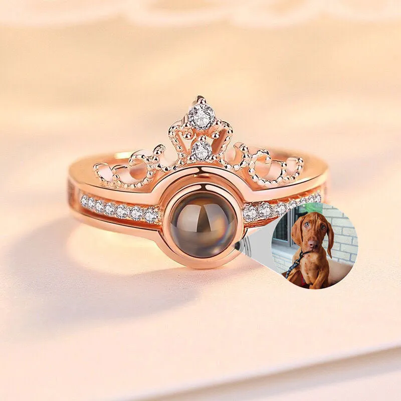 Custom Pet Photo Tiara Crown Ring