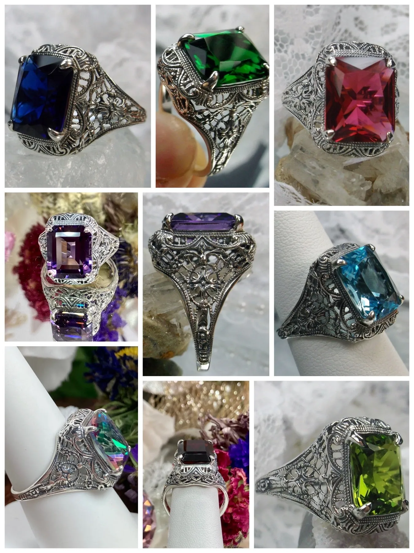 D200, Autumn Ring, Rectangle Gem, Vintage Jewelry #D200