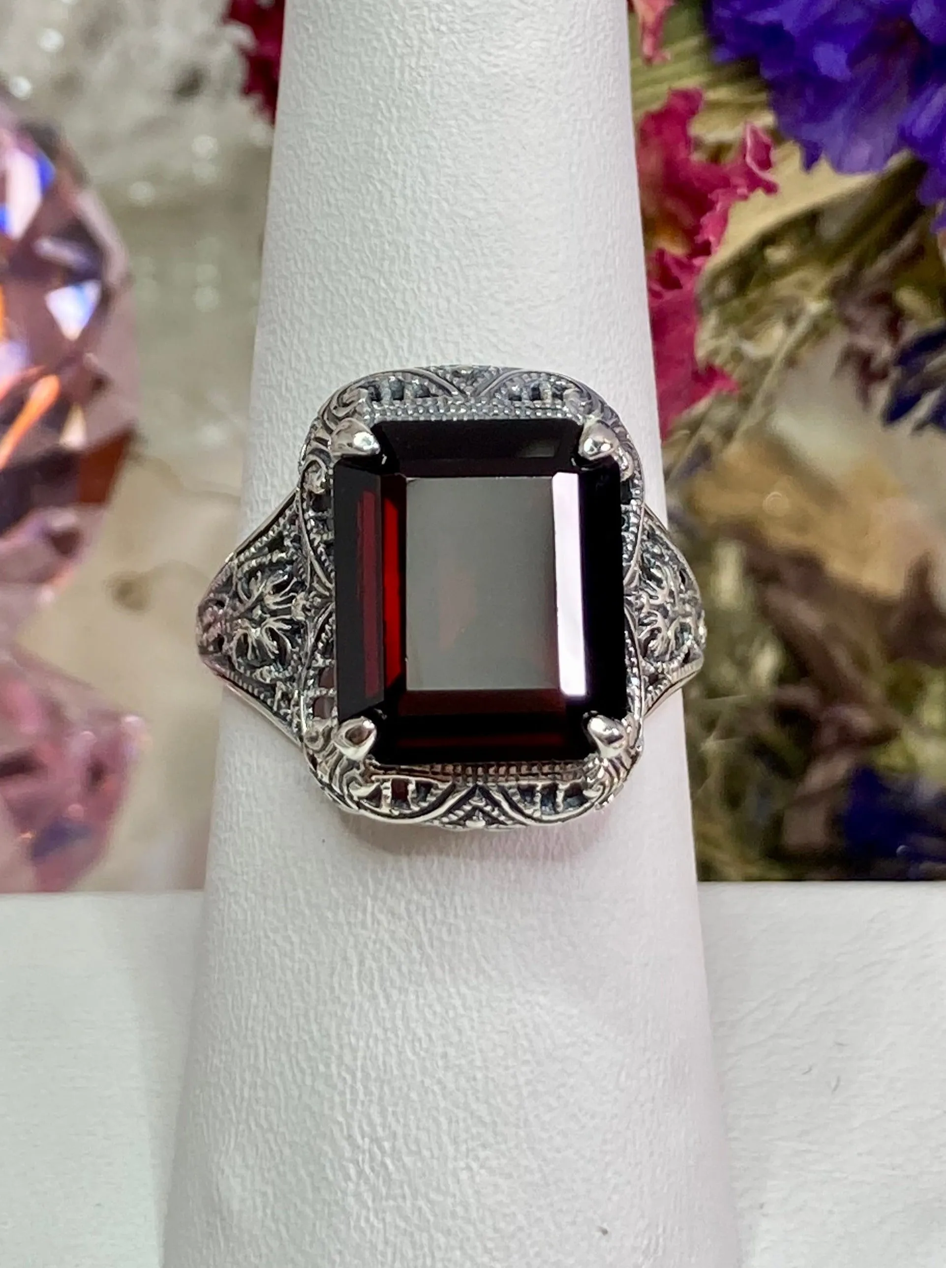 D200, Autumn Ring, Rectangle Gem, Vintage Jewelry #D200