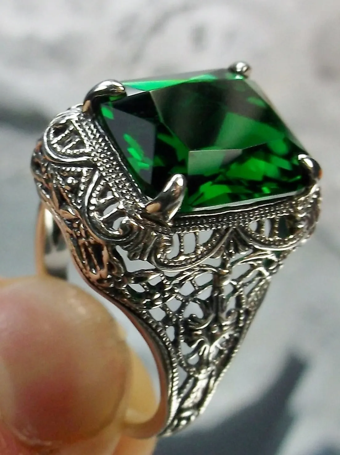D200, Autumn Ring, Rectangle Gem, Vintage Jewelry #D200