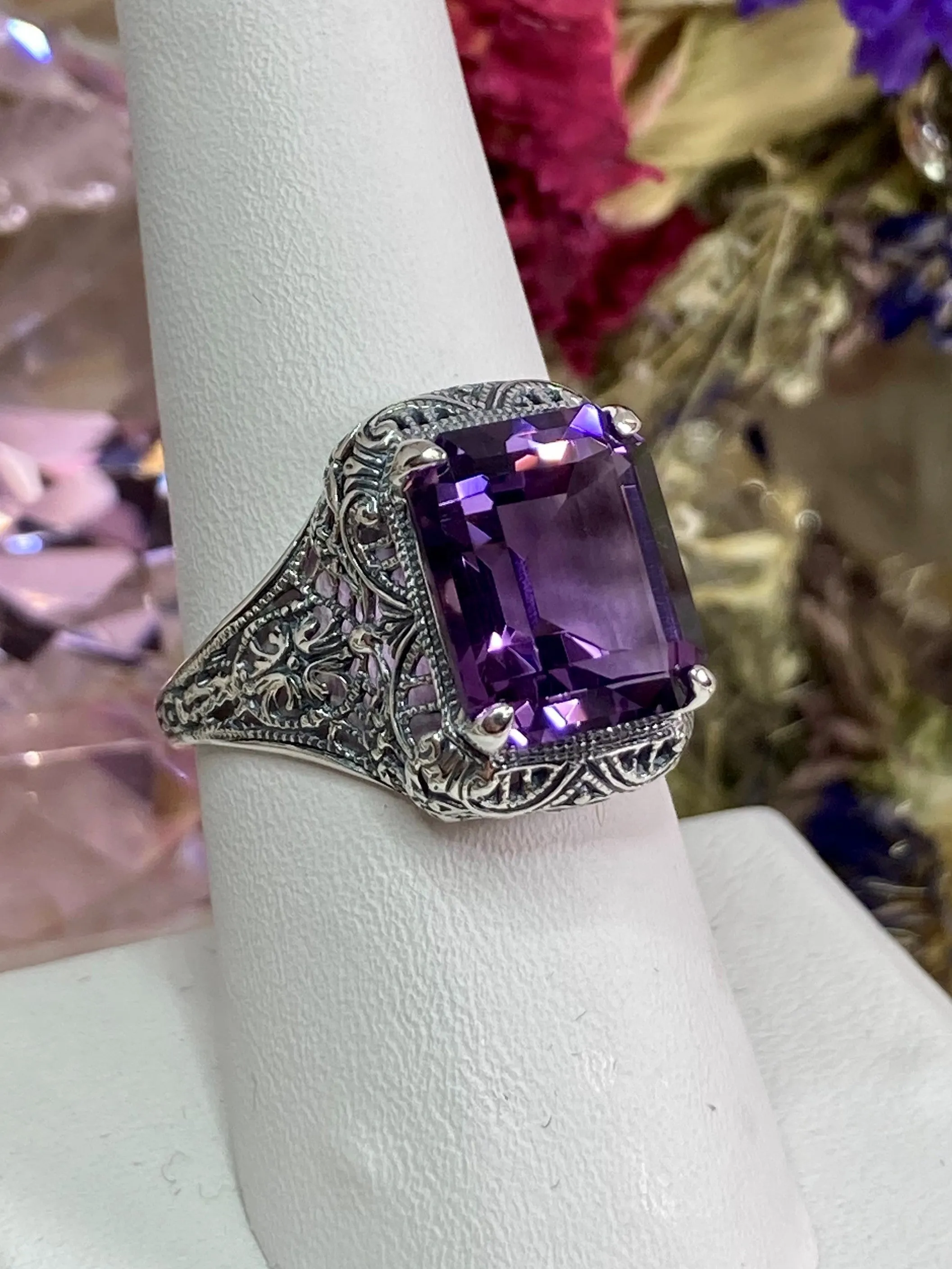 D200, Autumn Ring, Rectangle Gem, Vintage Jewelry #D200