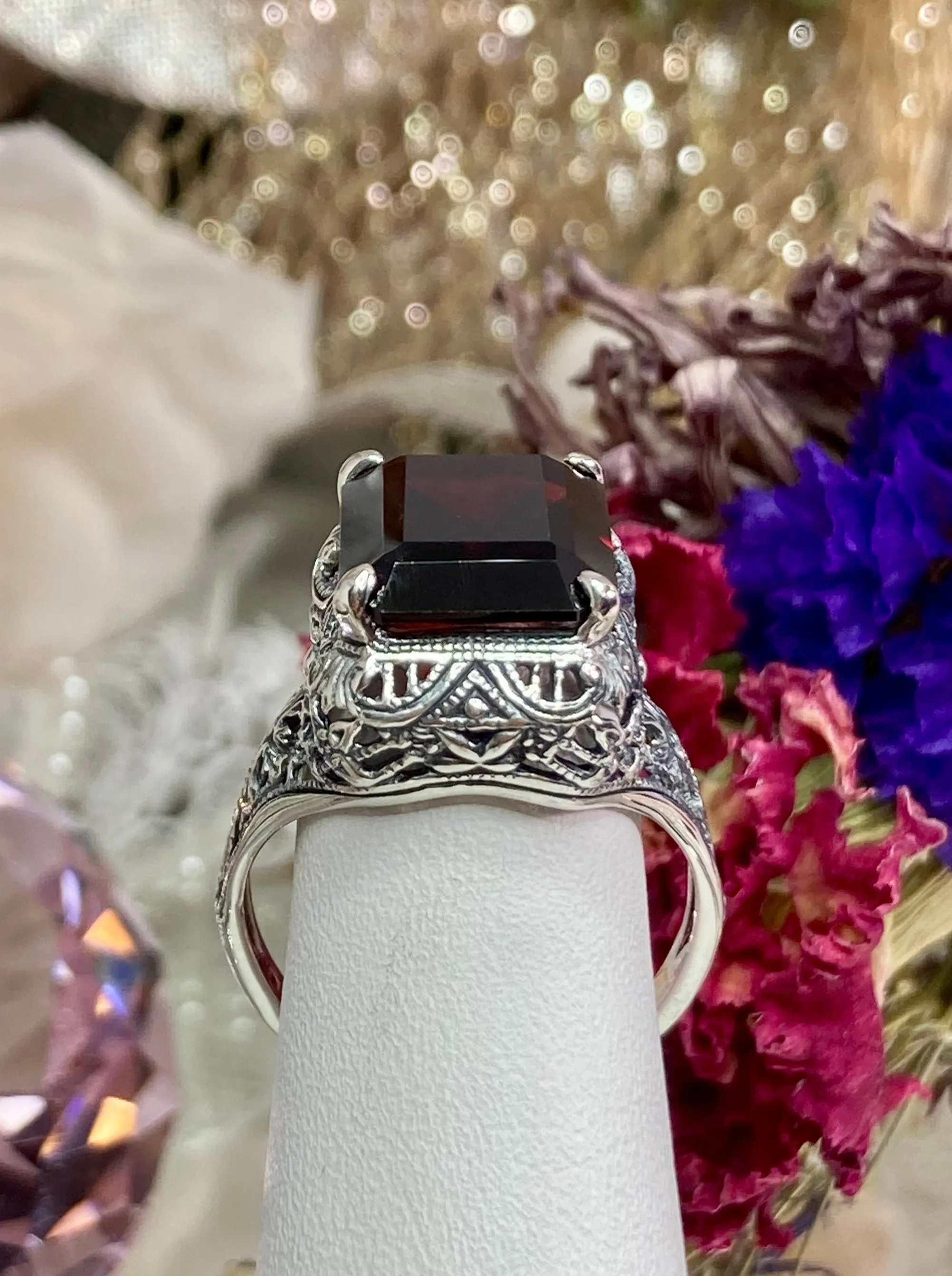 D200, Autumn Ring, Rectangle Gem, Vintage Jewelry #D200