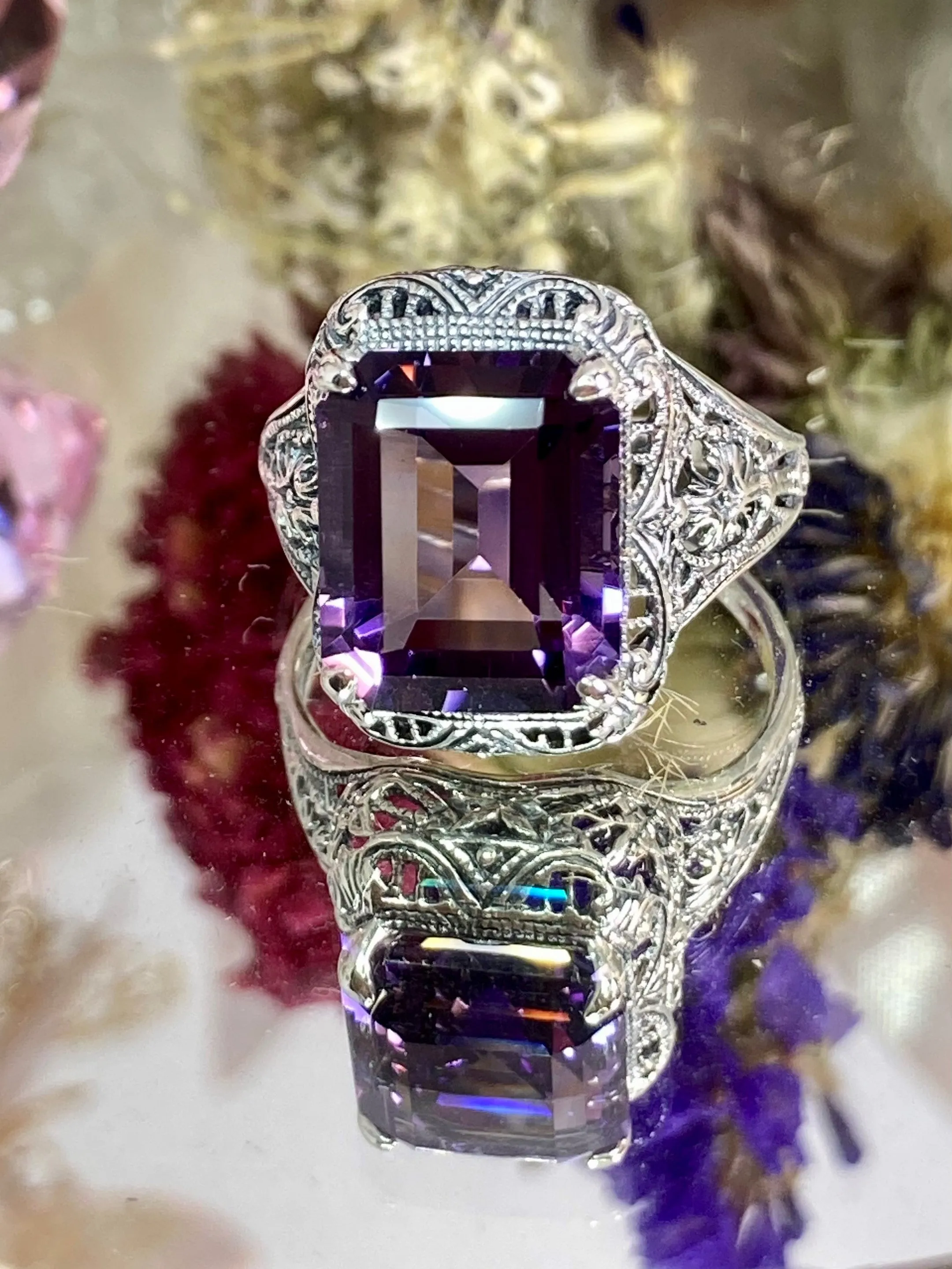 D200, Autumn Ring, Rectangle Gem, Vintage Jewelry #D200