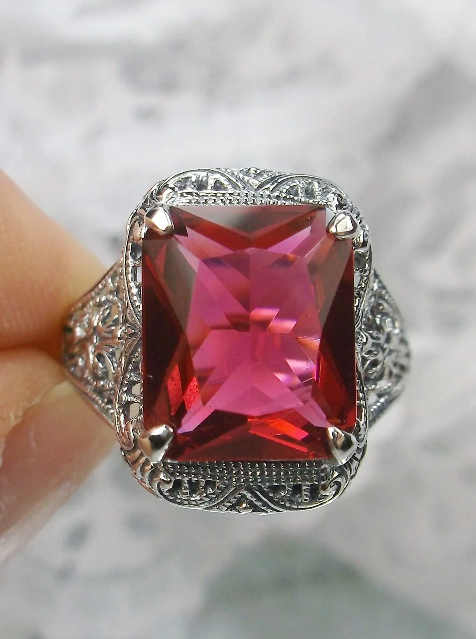 D200, Autumn Ring, Rectangle Gem, Vintage Jewelry #D200