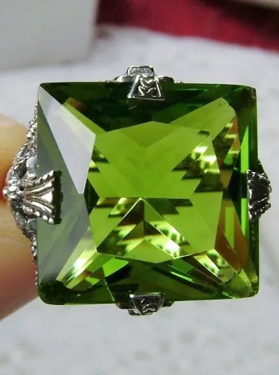 D77, Square Victorian Ring, 12ct Square Gem, Victorian Jewelry #D77