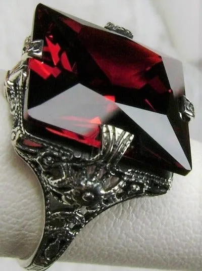 D77, Square Victorian Ring, 12ct Square Gem, Victorian Jewelry #D77