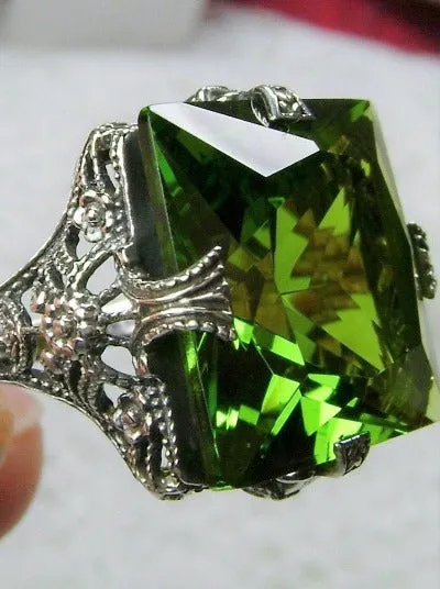 D77, Square Victorian Ring, 12ct Square Gem, Victorian Jewelry #D77
