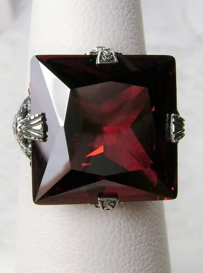 D77, Square Victorian Ring, 12ct Square Gem, Victorian Jewelry #D77