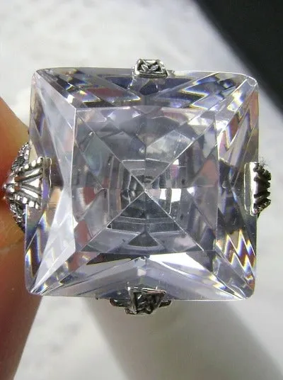 D77, Square Victorian Ring, 12ct Square Gem, Victorian Jewelry #D77