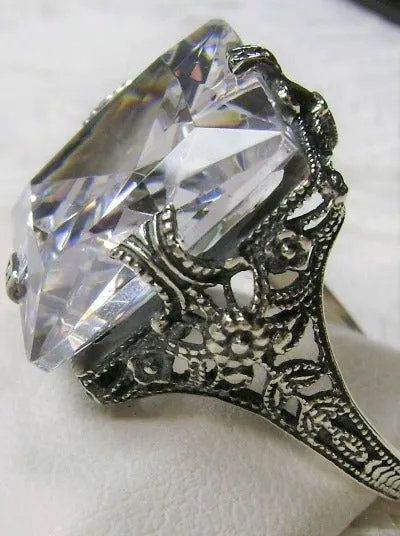 D77, Square Victorian Ring, 12ct Square Gem, Victorian Jewelry #D77