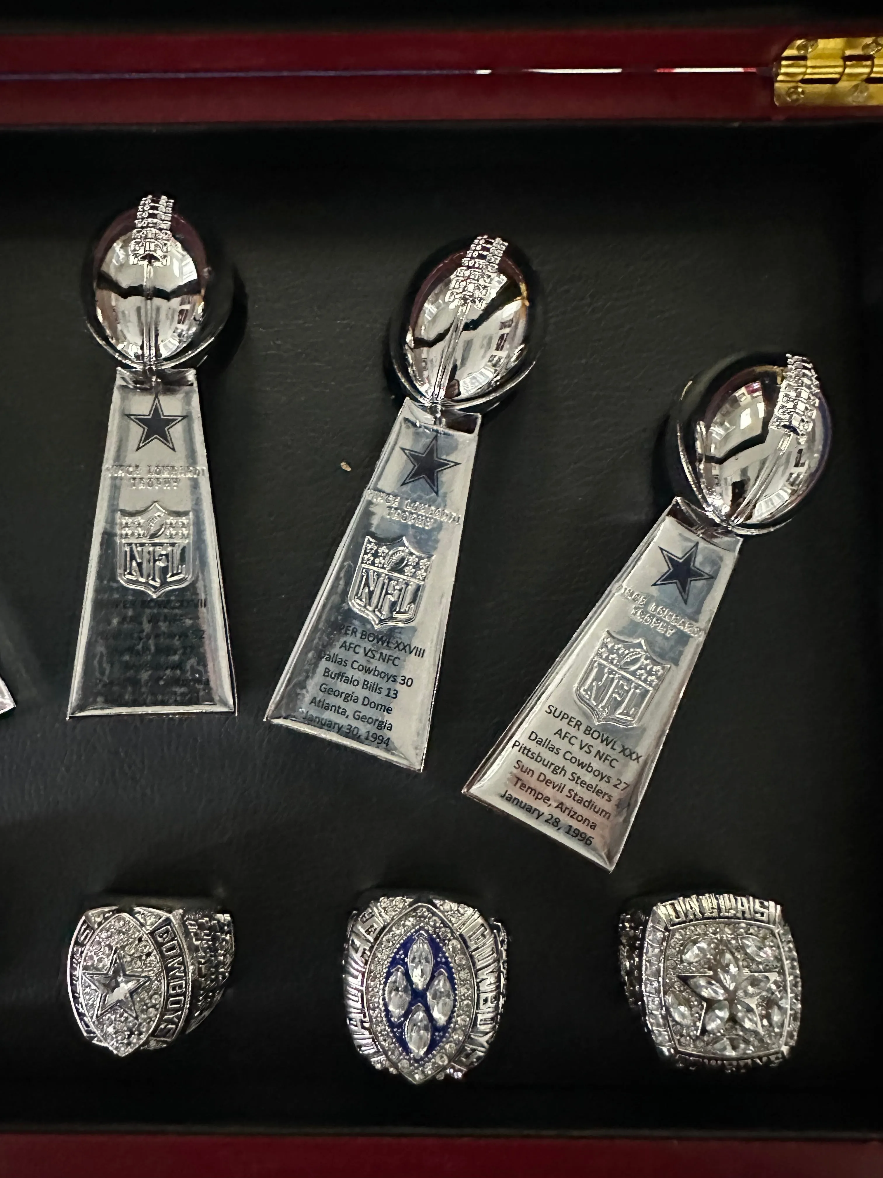 Dallas Cowboys 10pc Replica Super Bowl Ring & Trophy Set w/ Display Box