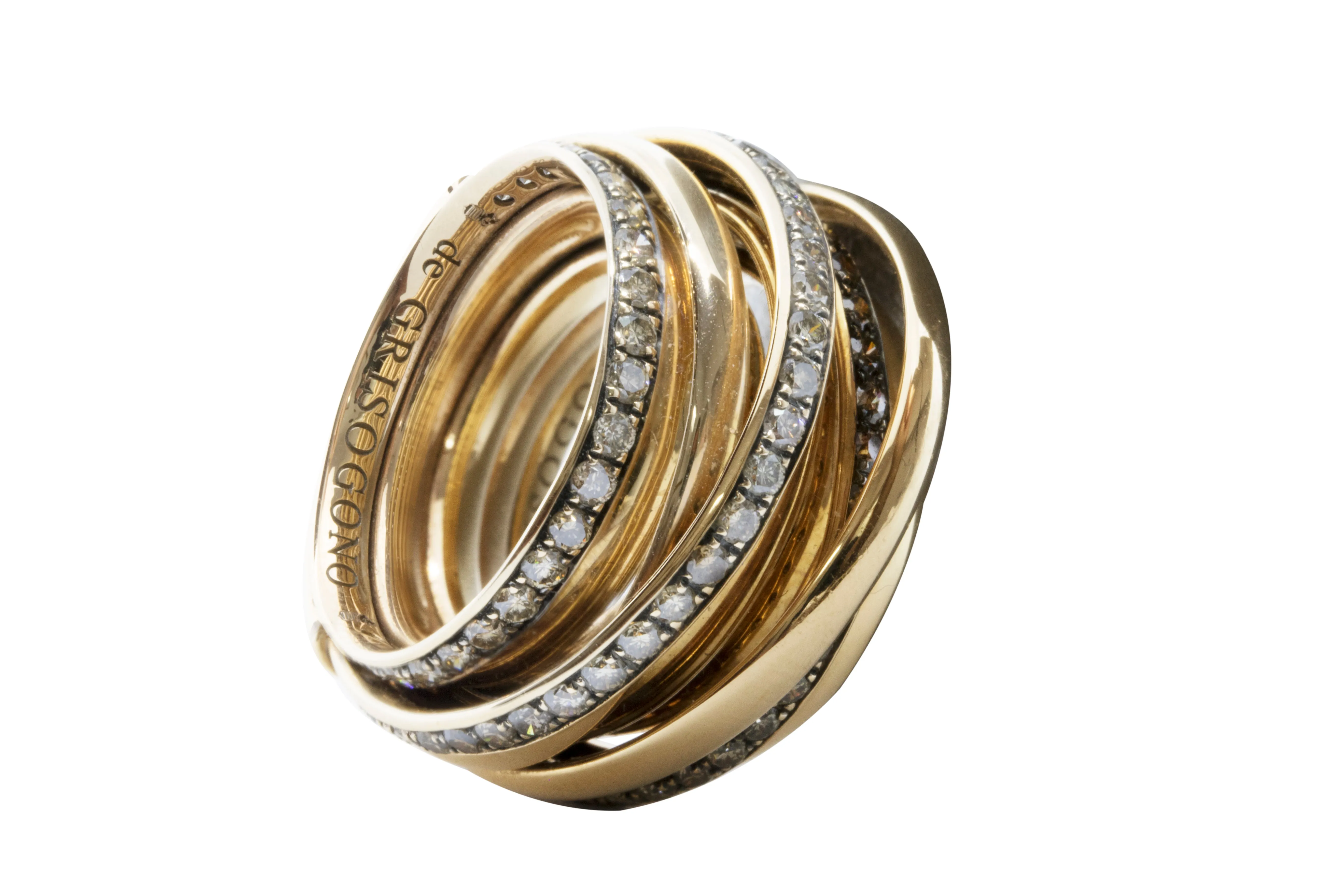 de GRISOGONO 79 Round Brown Diamond Ring w/ Rose Gold