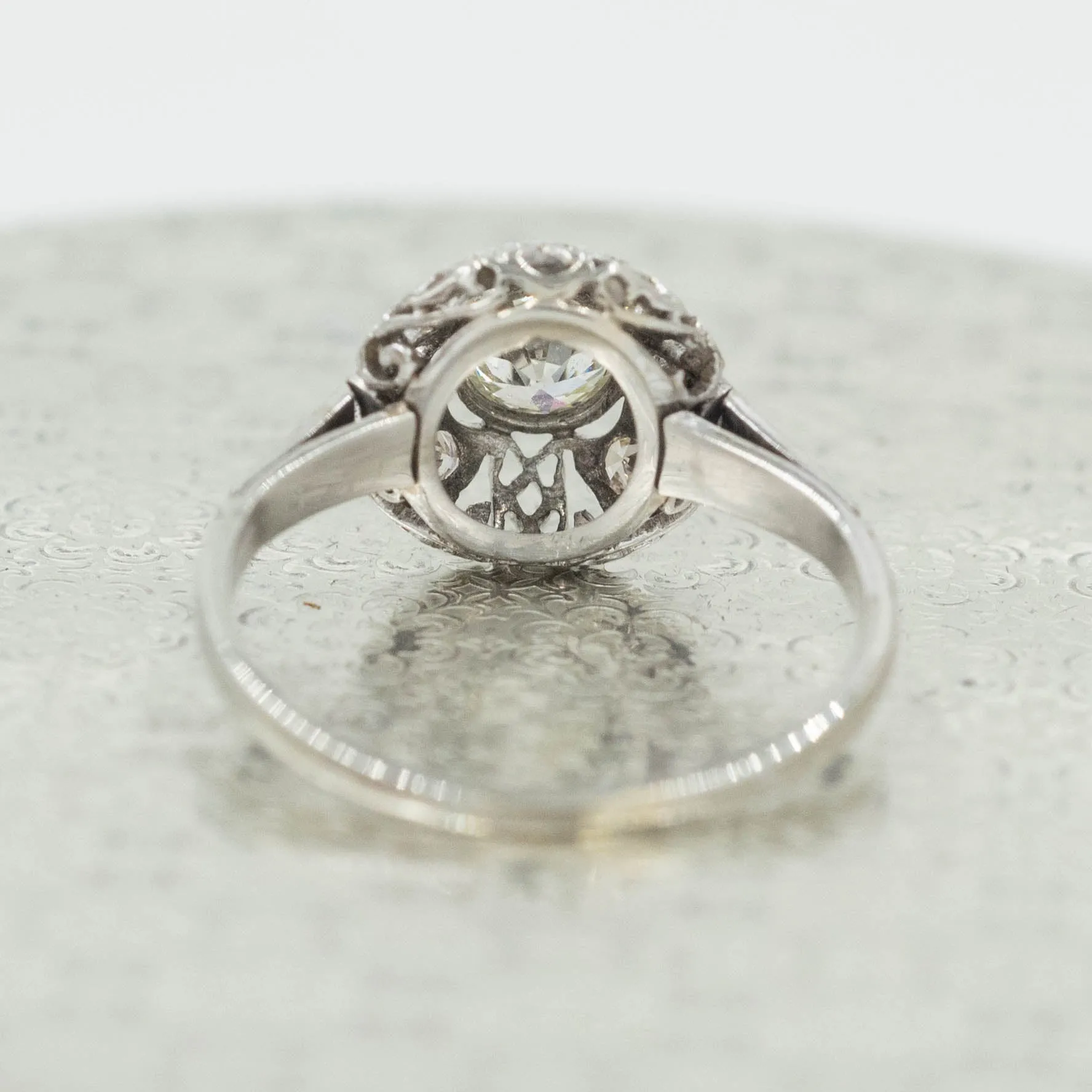 Deco Diamond Filigree Dome Ring c1920