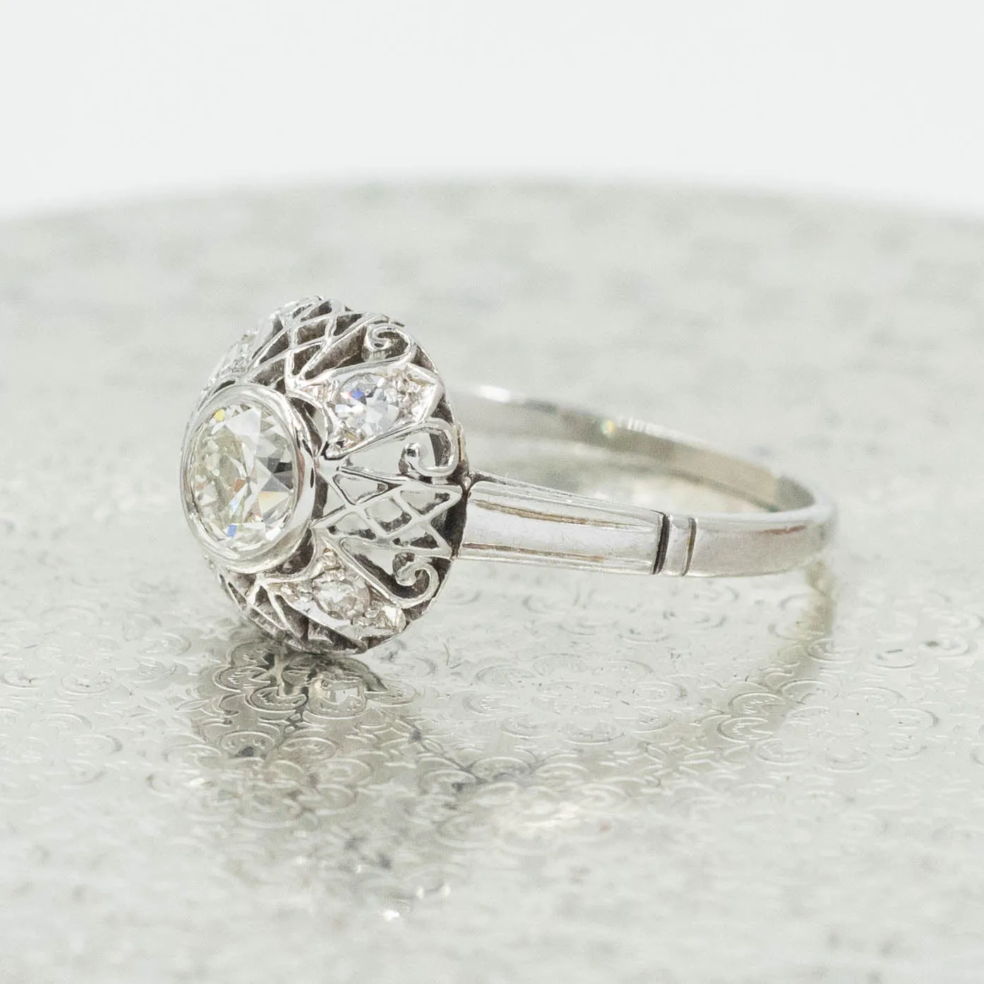 Deco Diamond Filigree Dome Ring c1920