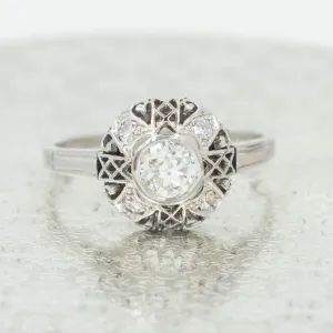 Deco Diamond Filigree Dome Ring c1920