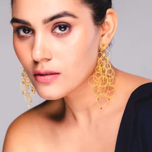 Demi Fine Jewelry-14k Gold Plated-Earring-Ringlets With Rubies Silver-E55/22-Fashion Edit Unbent
