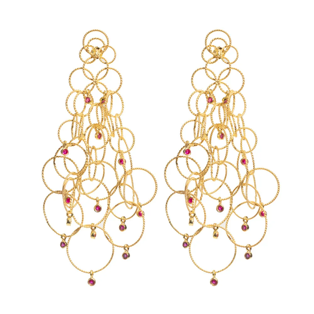 Demi Fine Jewelry-14k Gold Plated-Earring-Ringlets With Rubies Silver-E55/22-Fashion Edit Unbent