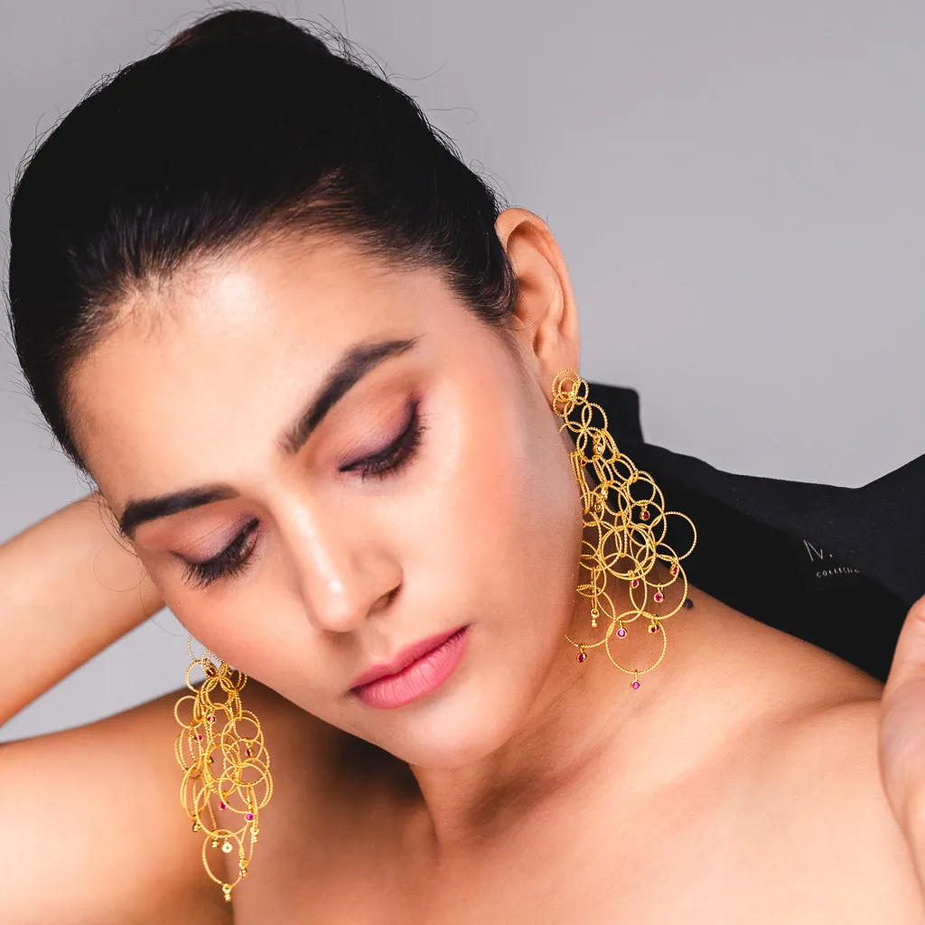 Demi Fine Jewelry-14k Gold Plated-Earring-Ringlets With Rubies Silver-E55/22-Fashion Edit Unbent