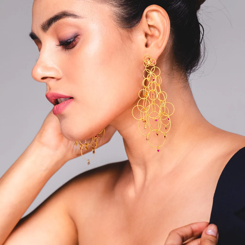 Demi Fine Jewelry-14k Gold Plated-Earring-Ringlets With Rubies Silver-E55/22-Fashion Edit Unbent