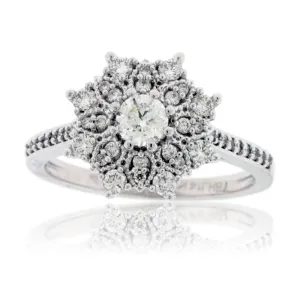 Diamond Cluster Snowflake Style Ring